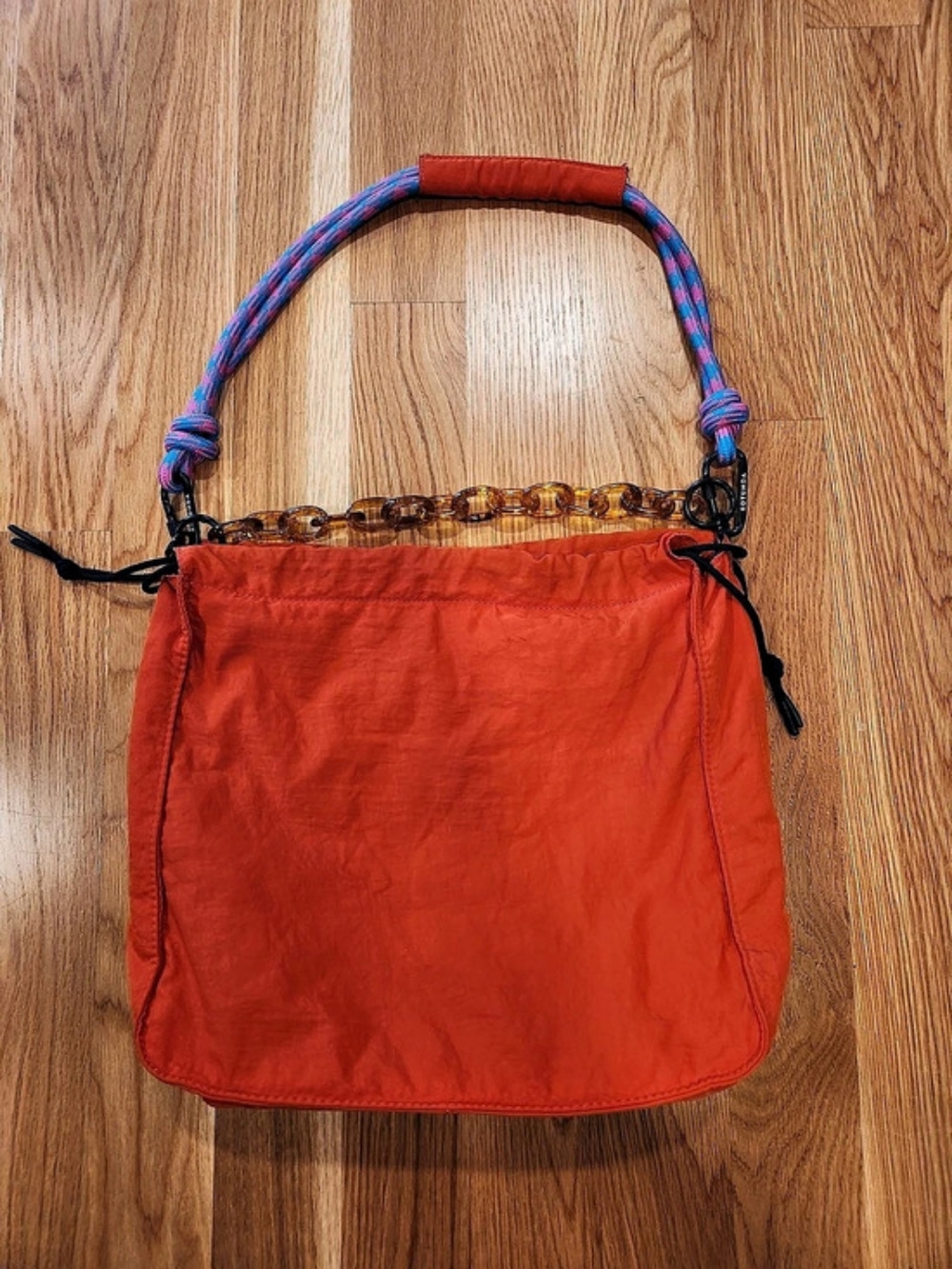 Rotunda Sant Hobo Red Orange Nylon Shoulder Bag